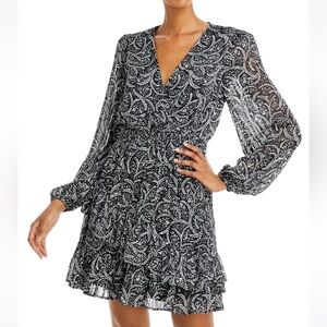 Bloomingdale’s Aqua Floral Ruffled Mini Dress. XS. Perfect like new!